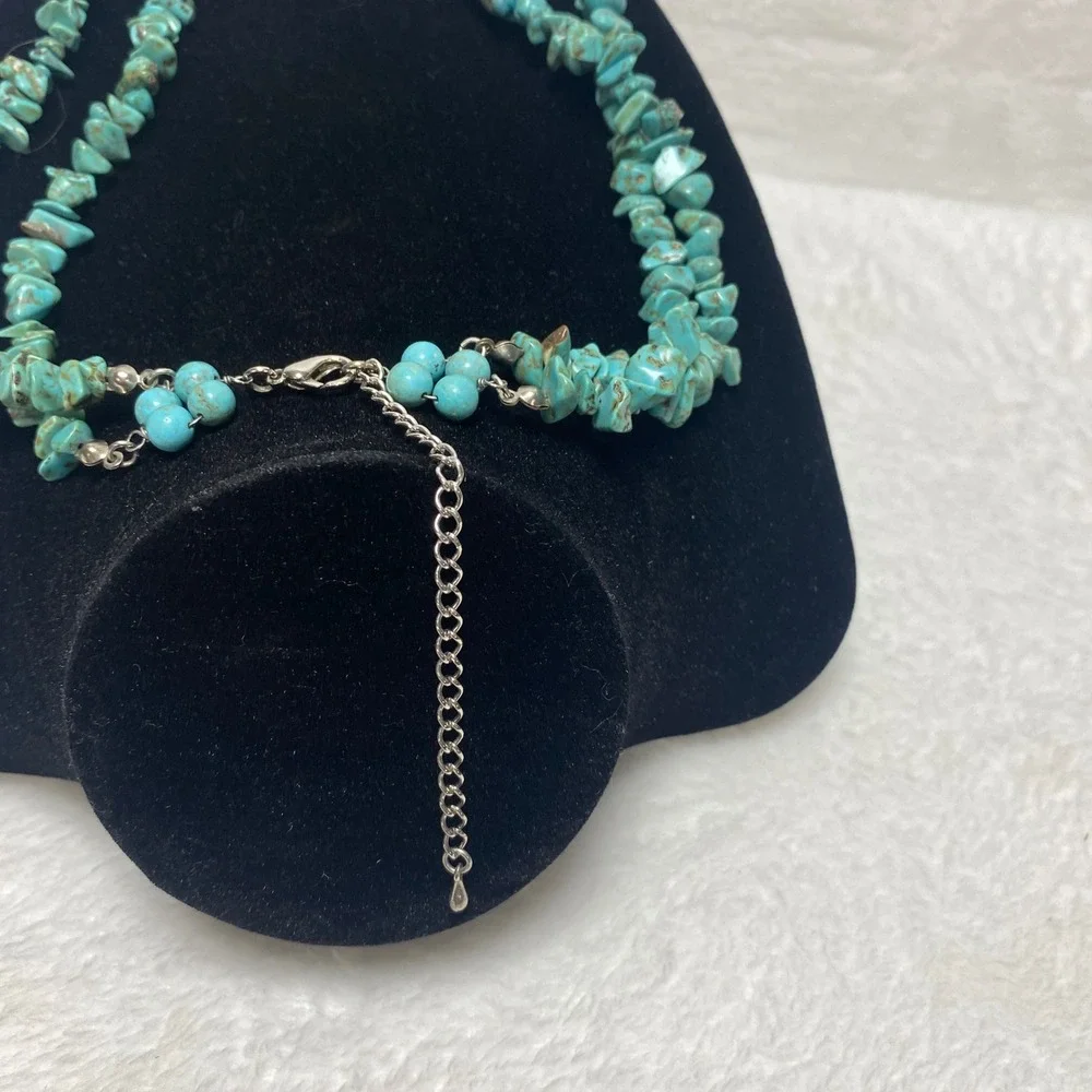 Turquoise Southwestern‎ Necklace Two Strand Chunky Bead Boho Statement Rodeo 90g